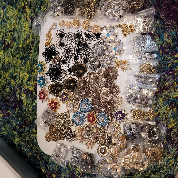 Other - Huge lot flowers beads pendants findings